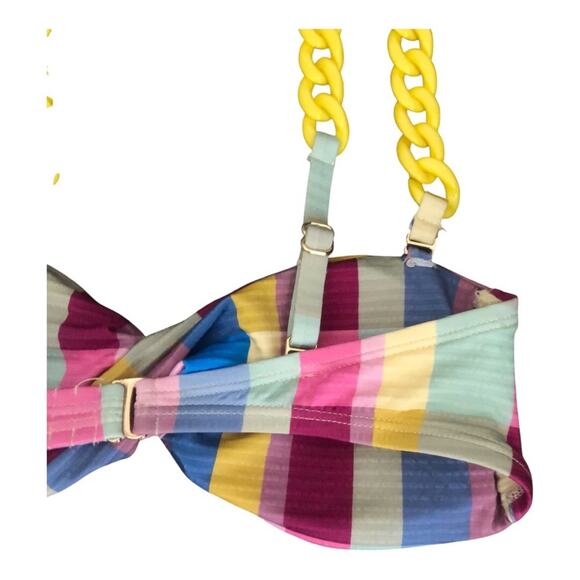 Gianni Bini x Jess Southern Garden Plaid Twist Bandeau Bikini Top Multicolor XS - Picture 9 of 15